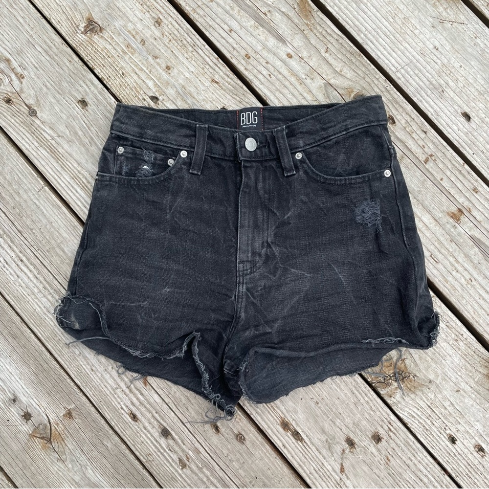 Black denim shorts